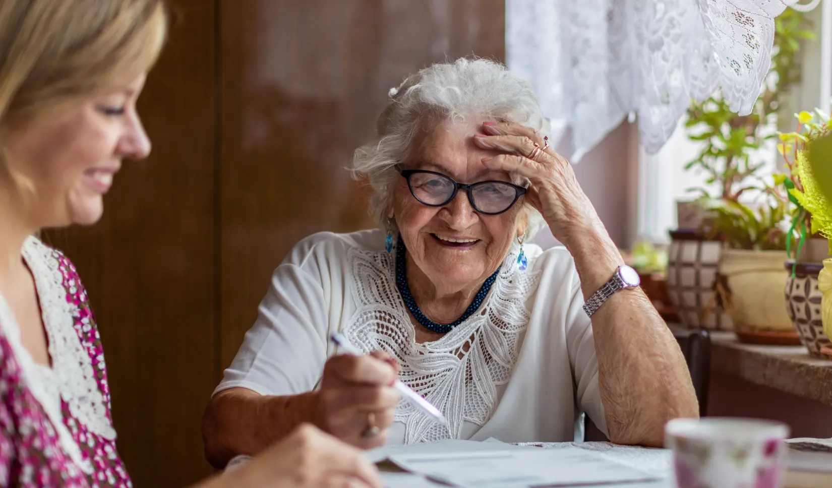 elderly woman eating