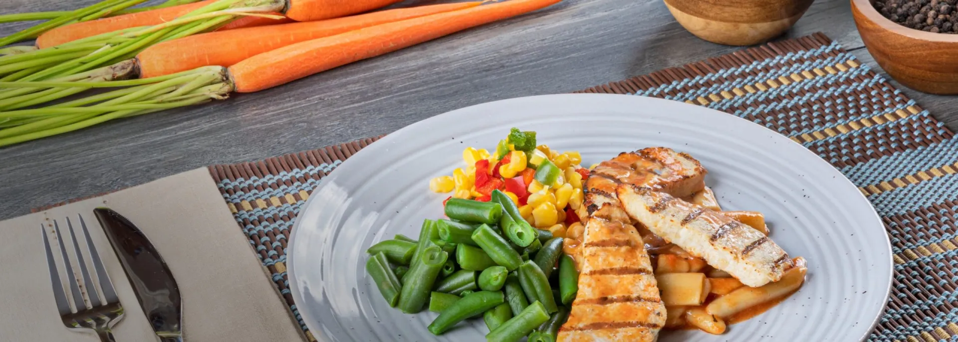 grilled chicken and vegetables