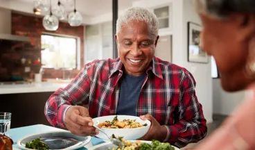 man eating