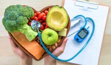 heart monitor tied to healthy food