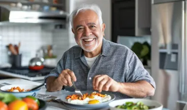 elderly man eating his meal