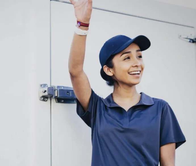 worker smiling