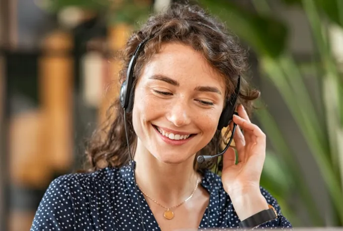woman wearing headset