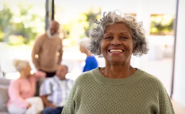 a woman smiling