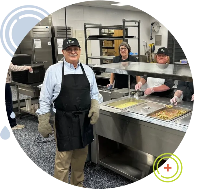 trio team in the kitchen