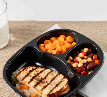 Chicken over Rice and Gravy with Bean Blend & Carrots