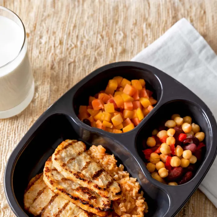Chicken Tenders over Zesty Orange Rice with Bean Blend & Three Seasons Blend