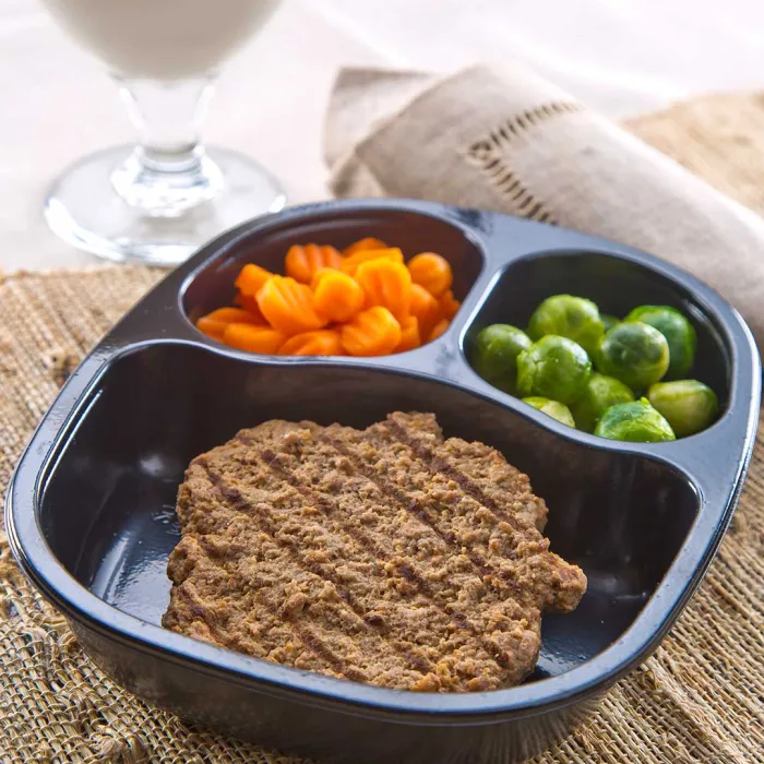 Beef Patty with Carrots & Brussels Sprouts