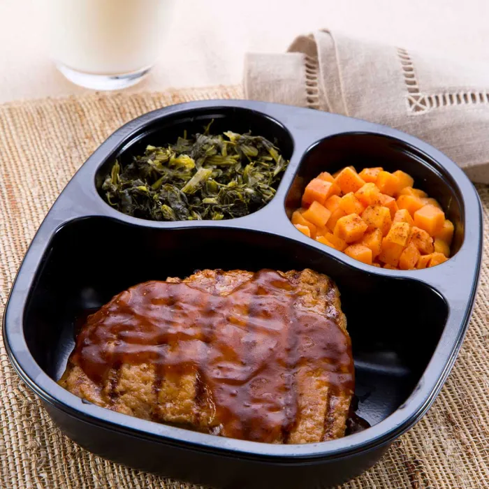 Pork Patty & Gravy with Spinach & Sweet Potatoes