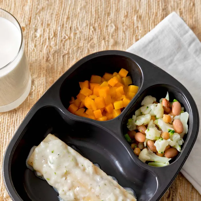 Cheese Manicotti and Alfredo Sauce with Bean Blend & Butternut Squash