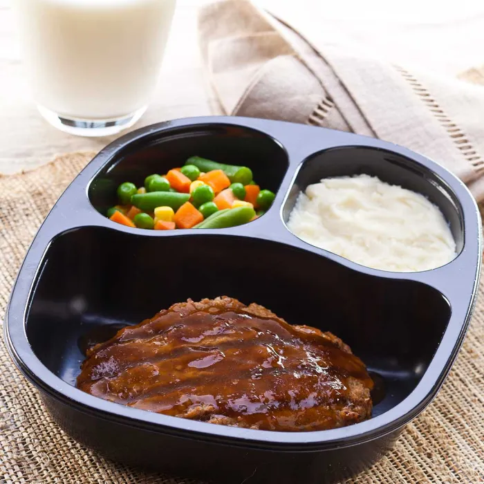 Salisbury Steak with Red Skin Potatoes & Mixed Vegetables
