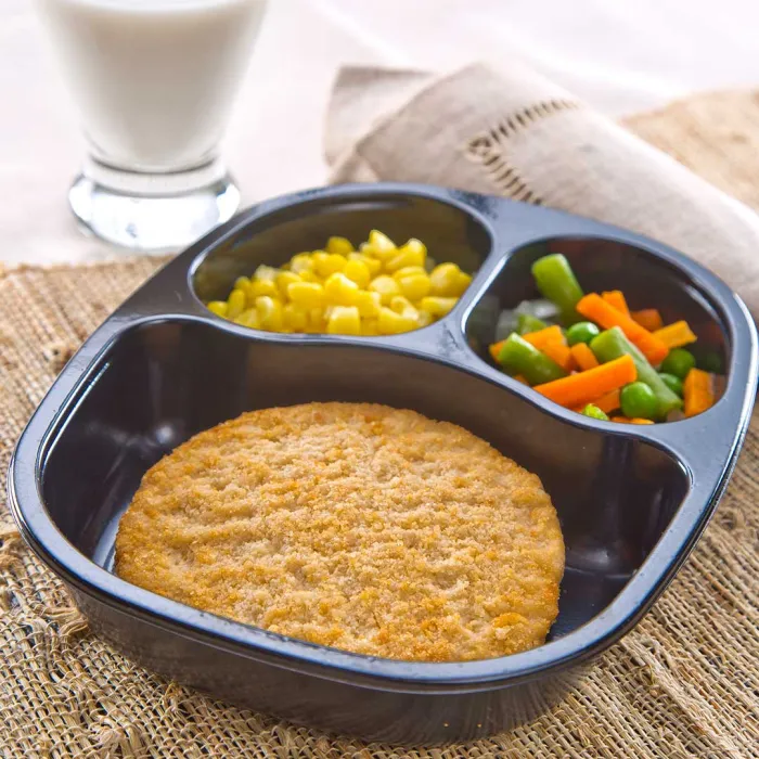 Breaded Chicken Patty with Whole Kernel Corn & Spring Vegetables
