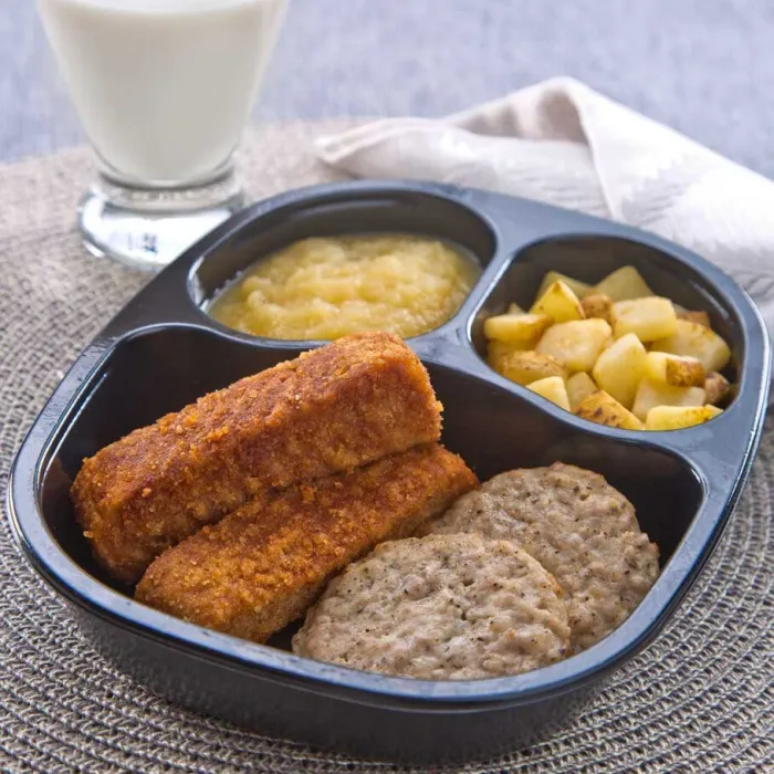 Sausage & French Toast with Applesauce & Hash Browns